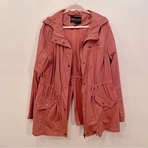 Reddish Purple pink Zip and Button Hooded Jacket Forever 21 1X